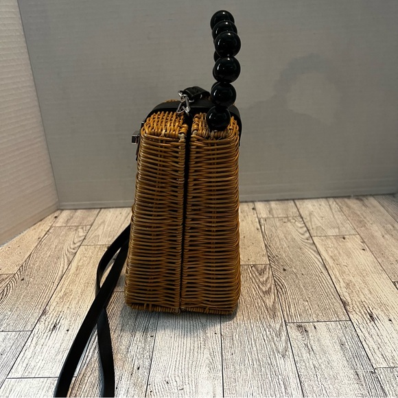 Zara Straw Rattan Bag for Women Beaded Handle Seaside Beach Crossbody Bag - Picture 4 of 15